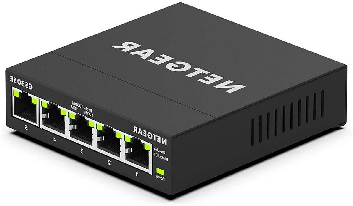 Netwerk Switch - Ethernet Hub - Netwerk Uitbreiden - Plus Software Beheer - 5 Poorten - Zwart