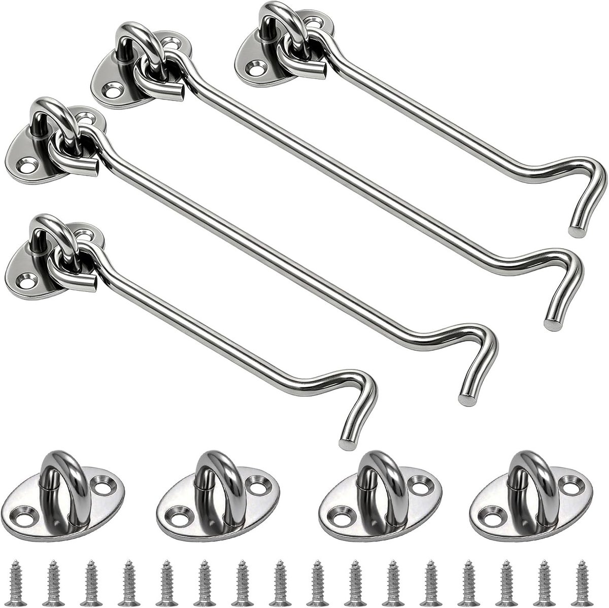 Cabinehaakset - Zilver - 6 en 8 inch - Roestvrijstalen Deurvergrendeling - Voor Tuin en Binnengebruik