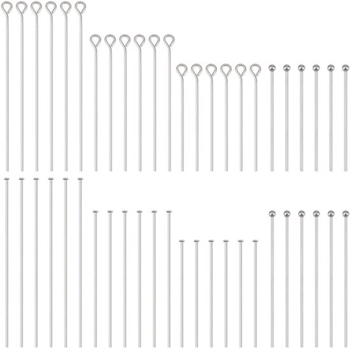 560 Stuks RVS Eye Pins in 8 Maten voor Creatief Sieraden Maken, Kralen en Handwerk