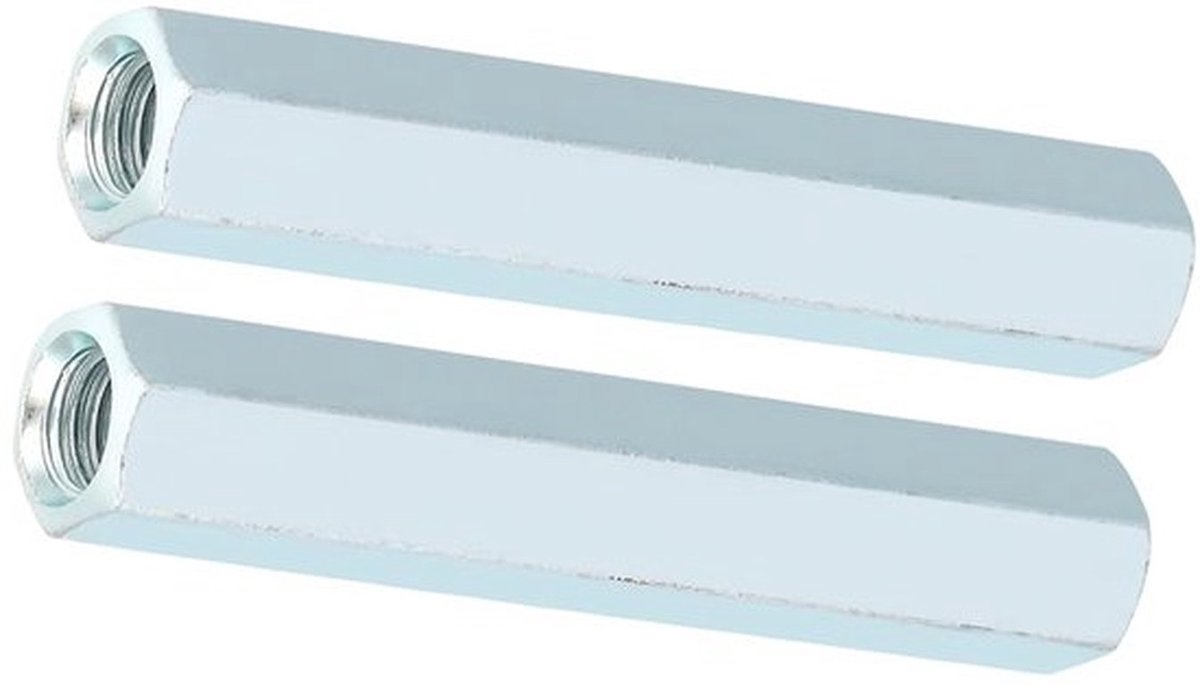 Set van 2 lange moeren - Hex koppelmof M8 x 66 voor stevige verbindingen en bevestigingen