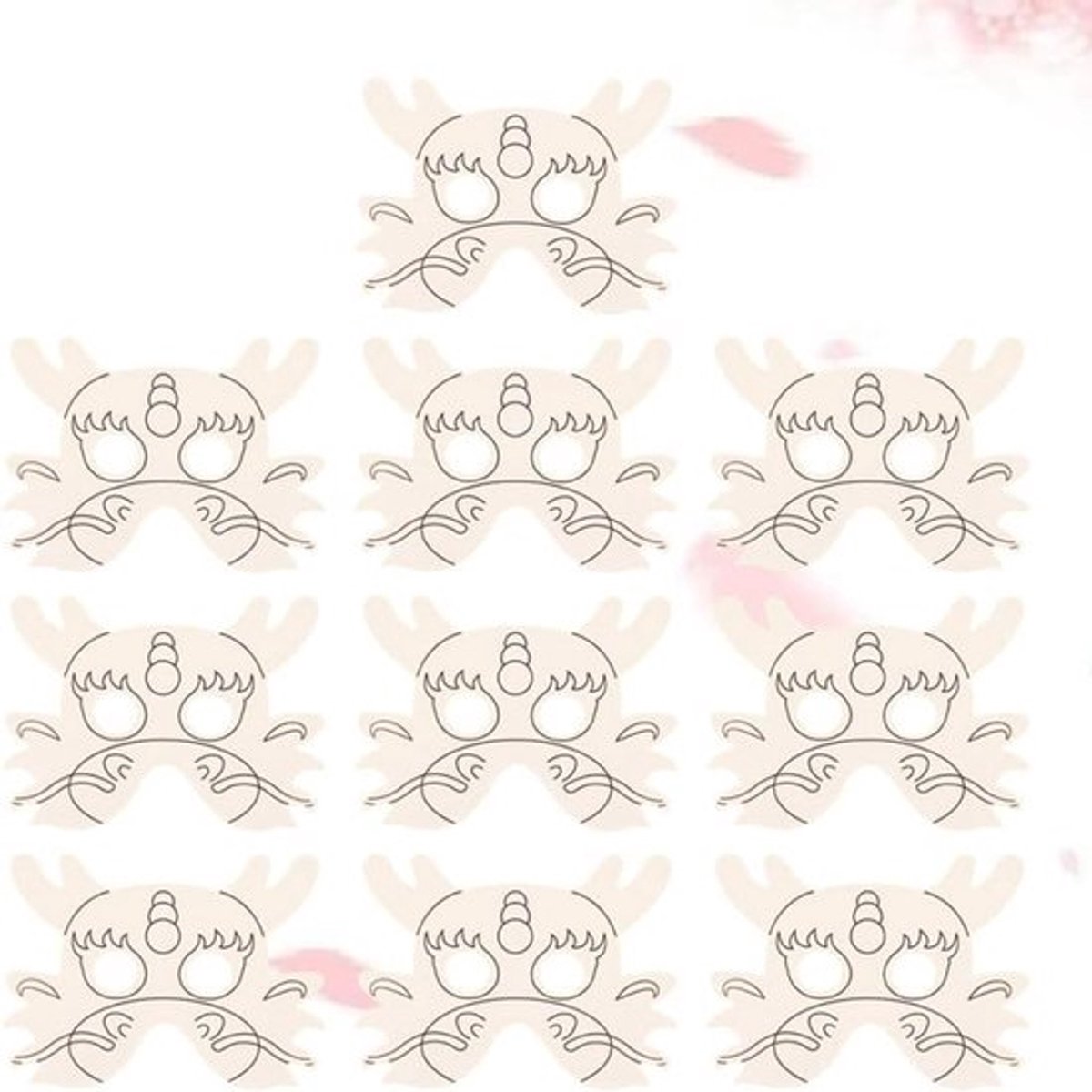 10 Stuks DIY Draak Papieren Maskers, Lege Knutselmaskers voor Creatief Kleurtekenen en Graffiti, Perfect voor Kunstprojecten en Kinderfeestjes