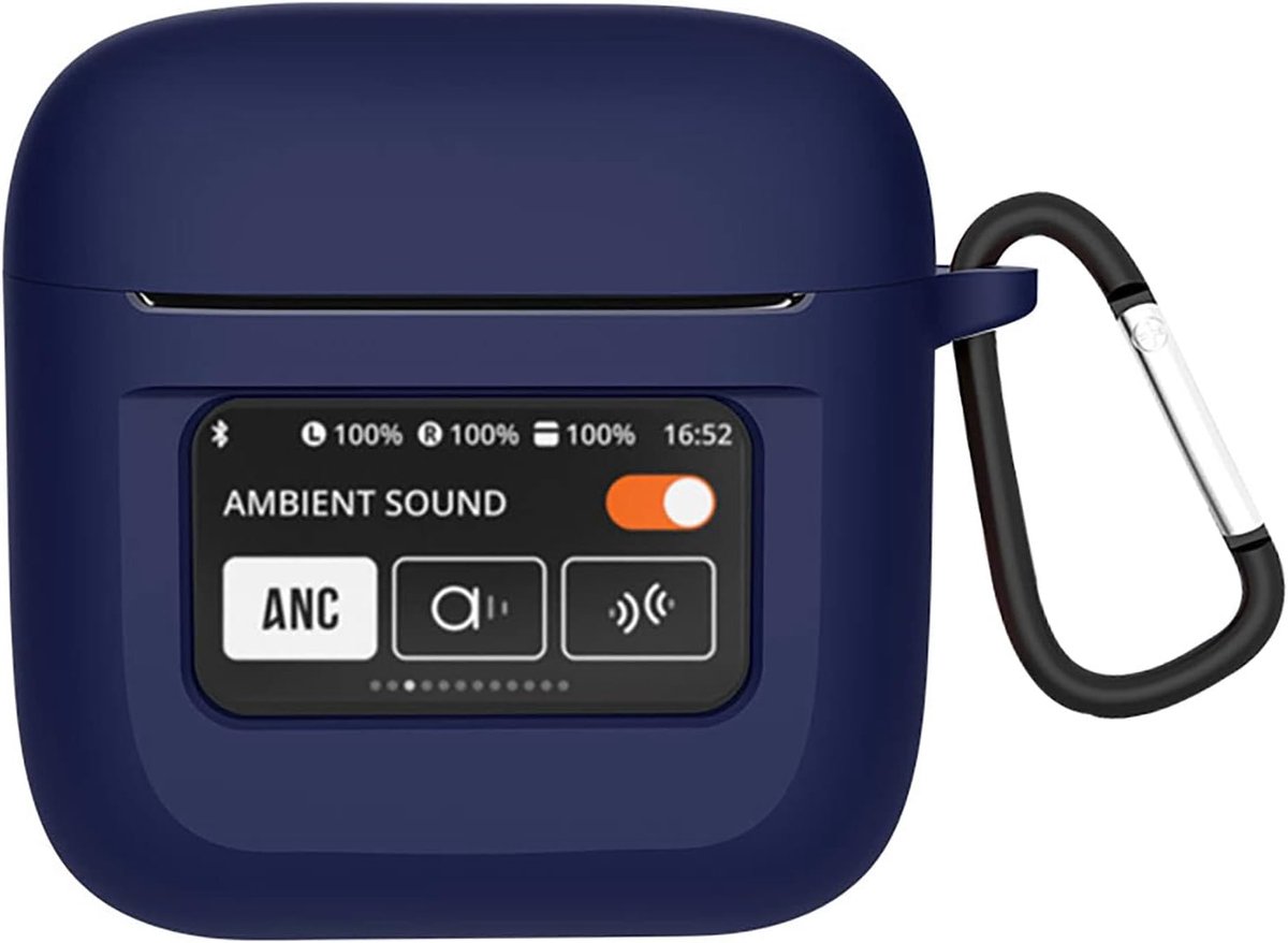 SnelShoppen - Ultra Dunne Silicone Hoes Compatibel met JBL Tour Pro 2, Zacht en Lichtgewicht, Anti-vallen, Krasbestendig, Navy Blauw