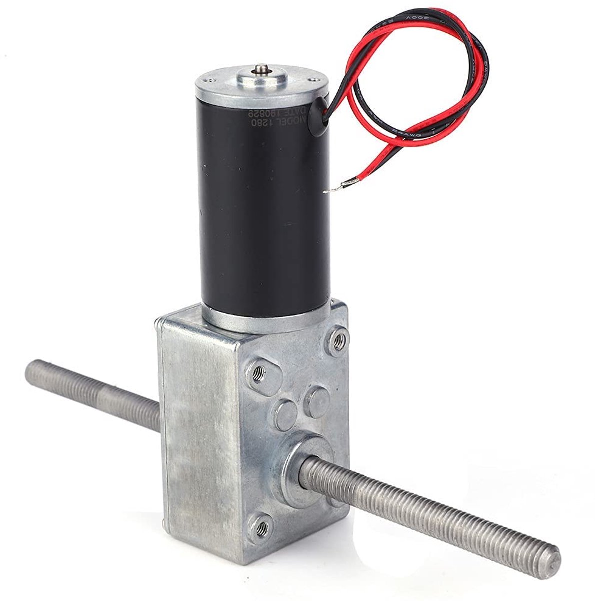 Dubbele As Wormwielmotor - Gereedschap Motor - Doe-het-zelf Projecten - Stille Metalen Versnellingsbak - M8 Draad - Zilver
