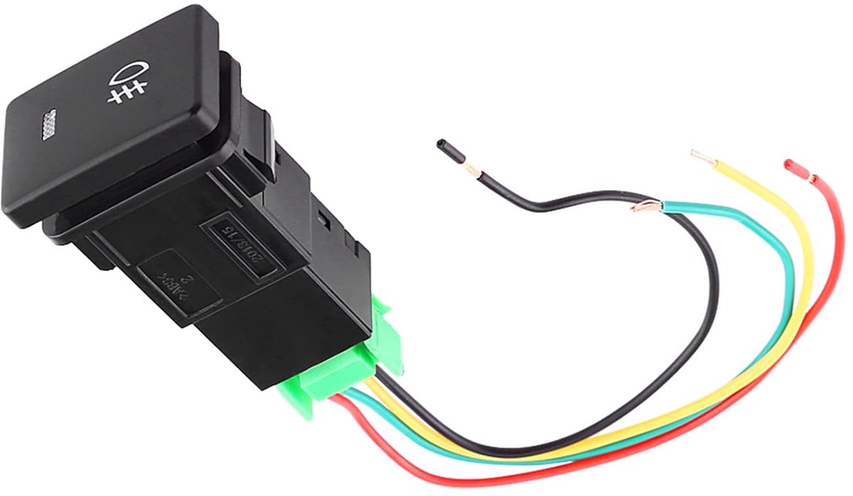 SnelShoppen - Auto Mistlamp Schakelaar Aan/Uit Drukknop DC 12V 4 Draad Voor Gele Indicator - Hoogwaardige ABS Materiaal, Duurzaam, Perfecte Compatibil
