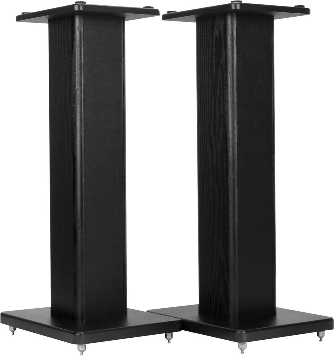 Speaker Stands - Vloerstandaards - Audio Verbetering - Zandvulling Functie - 60 cm Hoog - Zwart Houtnerf
