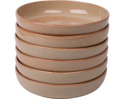 Set van 6 diepe borden - pastaborden - 18,5 cm - 6 persoons - beige (zandkleurig) - Portugees stoneware - Maia - Kade 171 borden - hip en trendy
