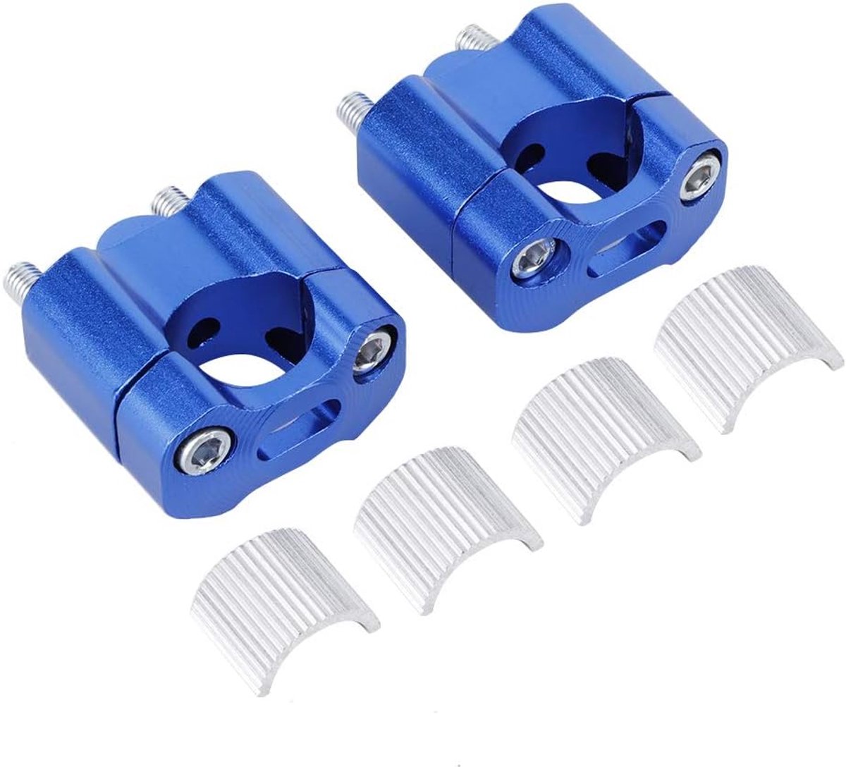 1 Pair Handlebar Risers, 22mm/28mm 1/8 Inch 7/8 Inch CNC Aluminum Universal Motorcycle Handlebar Mount Clamps (Blue) - ShopVlot