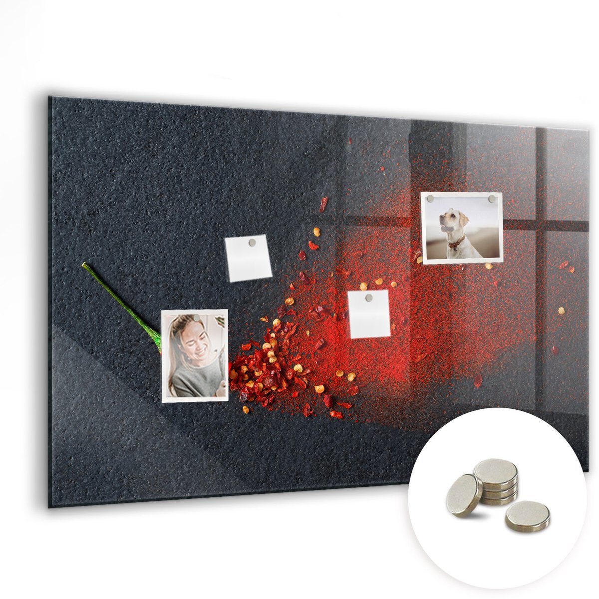 Coloray Glazen Magneetbord - Magnetisch Bord 3D-wereldkaart - 90x60 cm - Veelkleurig Magneetbord - Magnetic Board - Magneetbord Design