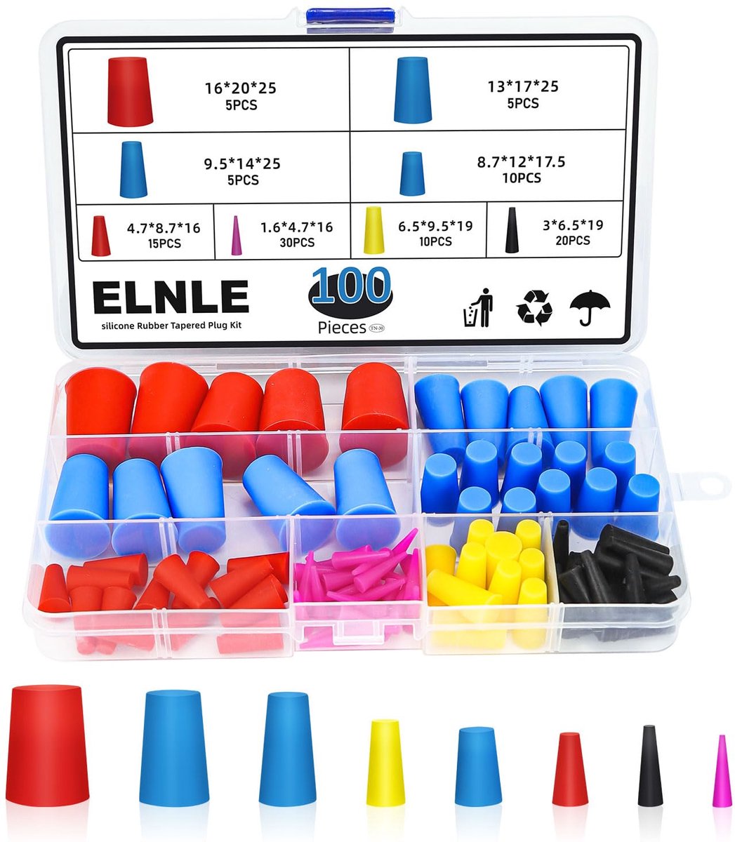 SnelShoppen - Conische Rubber Stopper - Silicone Stopper voor Laboratorium - Stevige Rubber Stopper Taper Plug voor Testbuis, Flask, Fles, Tank (1.6-2