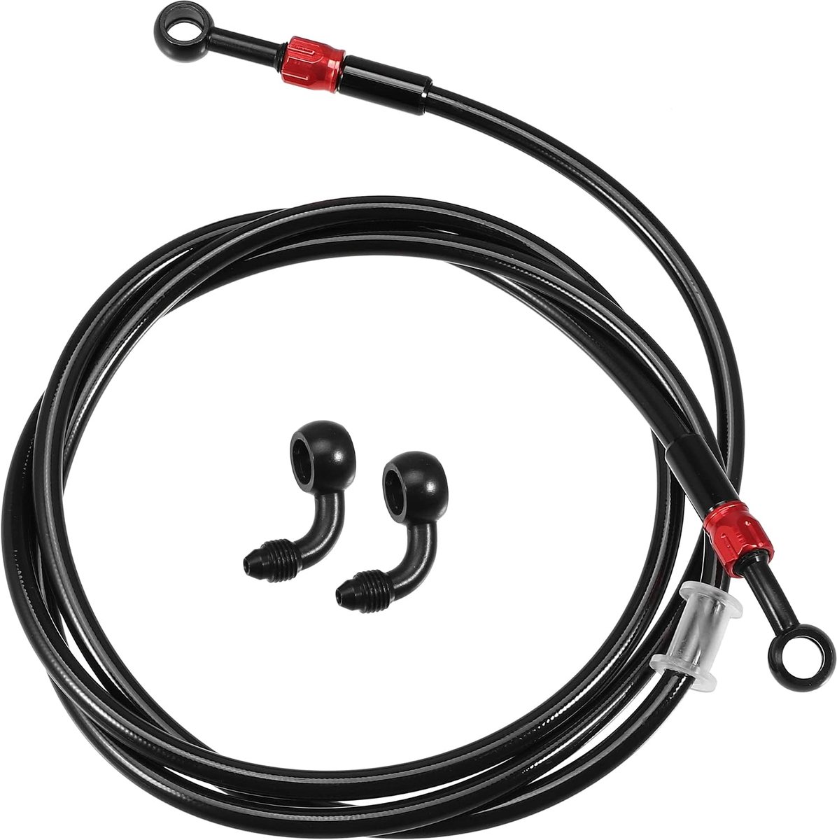 SnelShoppen - AN3 28 90 Graden Motorremslang Set 180cm Zwart - Hydraulisch Remsysteem voor Auto's, Motoren, ATV's, Pit Bikes