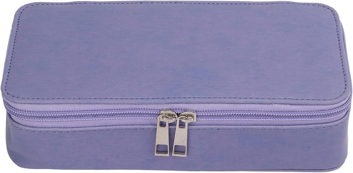 SnelShoppen - Etui met Grote Capaciteit, Pennenetui met Meerdere Compartimenten en Dubbele Ritssluiting van PU-Leer voor Studenten, Purper, Ideaal voo