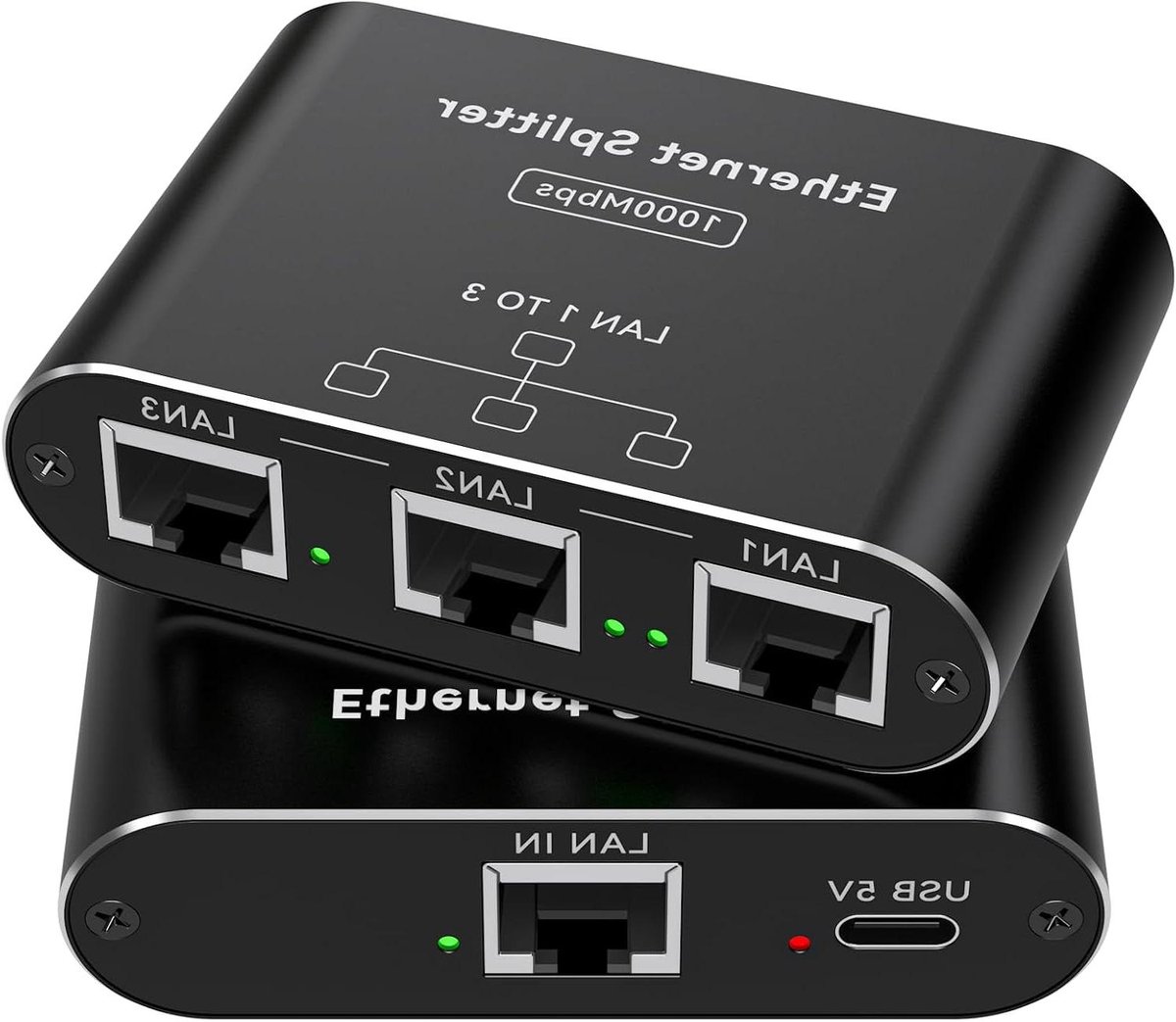 Netwerk Splitter - Ethernet Verdeler - Meerdere Apparaten - 1000Mbps Snelheid - 3 Poorten - Zwart