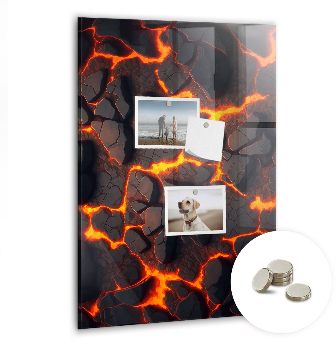 Coloray Glazen Magneetbord - Magnetisch Bord Groene paprika's - 40x60 cm - Zwart Magneetbord - Magnetic Board - Keuken Decoratie