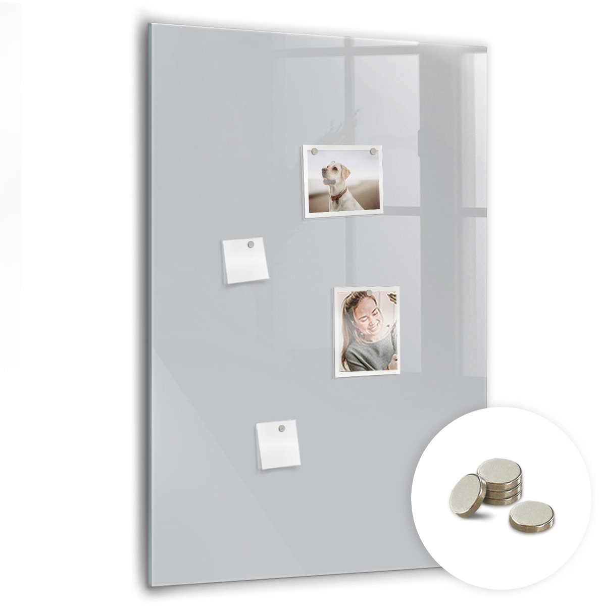 Coloray Glazen Magneetbord - Magnetisch Bord Bamboe - 70x100 cm - Lichtgrijs Magneetbord - Magnetic Board - Woonkamer Decoratie