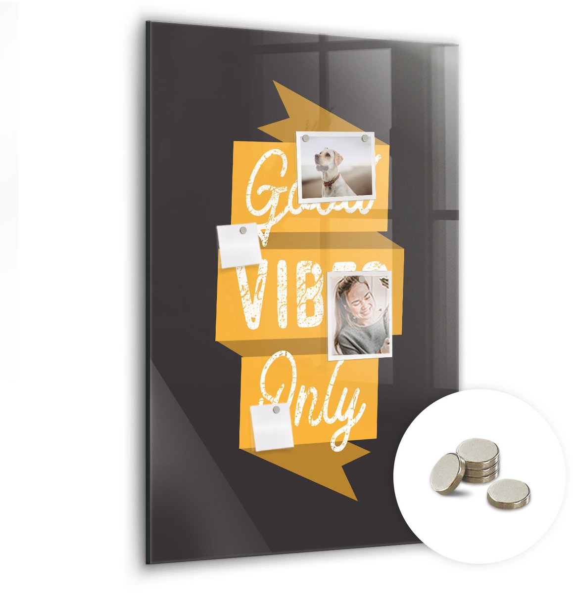 Coloray Glazen Magneetbord - Magnetisch Bord Abstracte vlekken - 60x90 cm - Oranje Magneetbord - Magnetic Board - Wanddecoratie