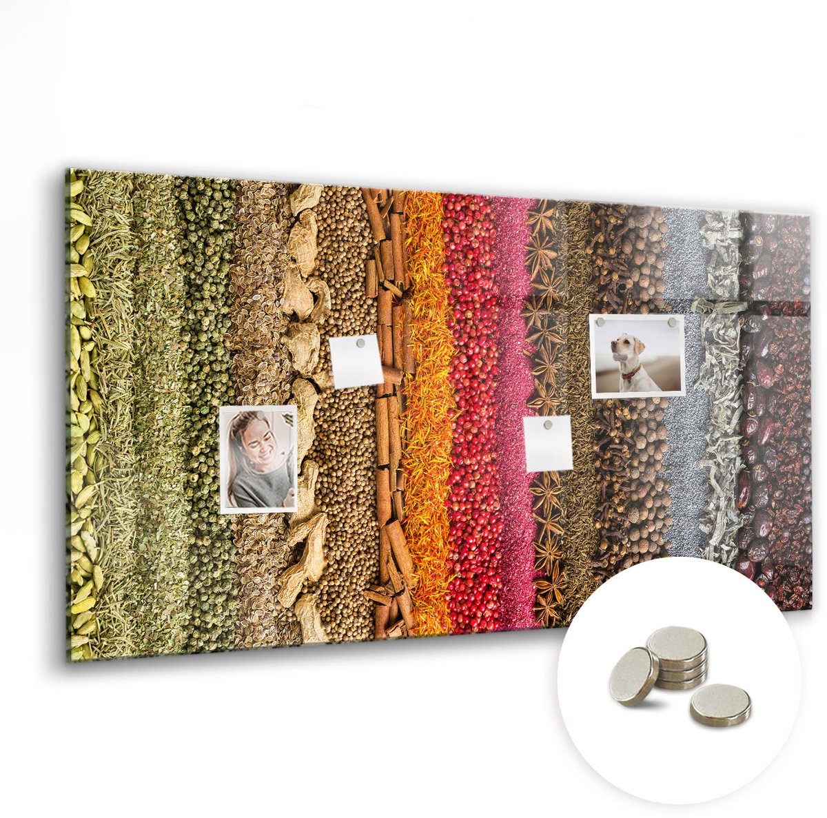 Coloray Glazen Magneetbord - Magnetisch Bord Groenten - 120x60 cm - Veelkleurig Magneetbord - Magnetic Board - Keuken Decoratie