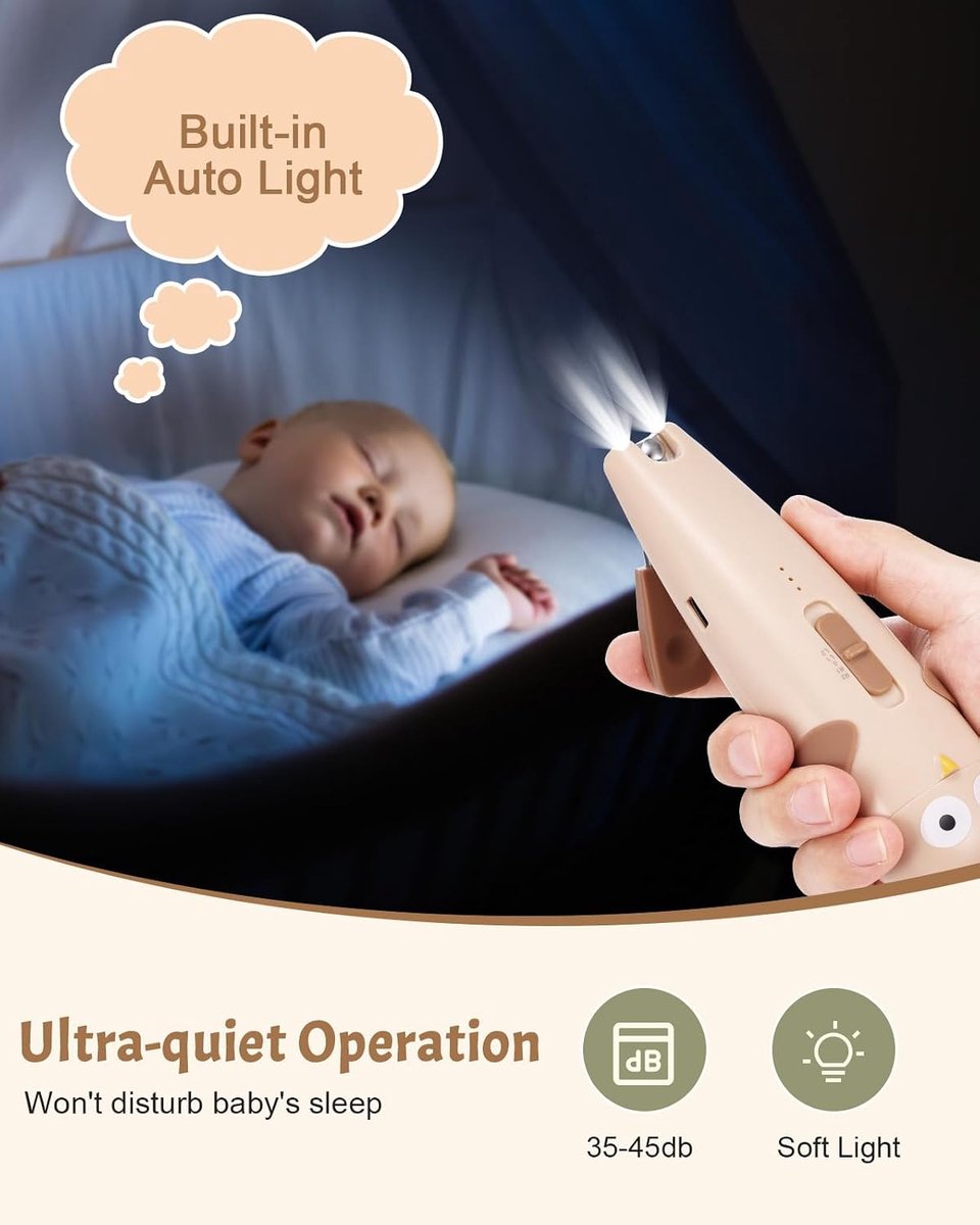 SnelShoppen - 25-in-1 Babyverzorgingsset, Elektrische Nageltrimmer, Baby Nagelvijl met Auto Lamp, Veilig Baby Nagelset voor Pasgeborenen, Draagbare Ba thumbnail 6