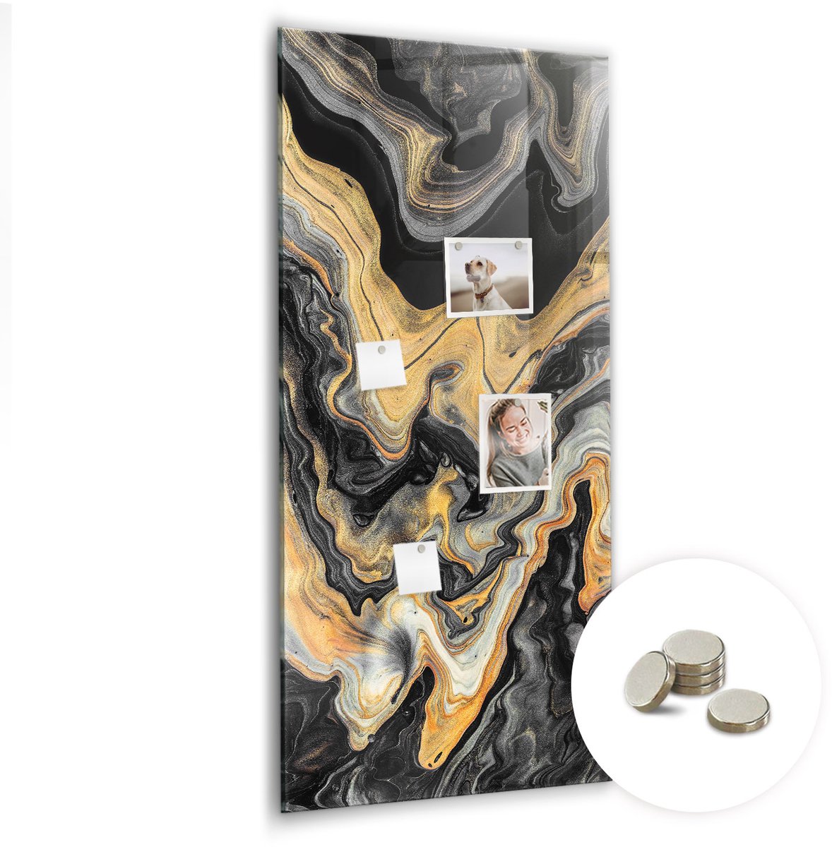Coloray Glazen Magneetbord - Magnetisch Bord Donkere bloemen - 60x120 cm - Gouden Magneetbord - Magnetic Board - Woonkamer Decoratie