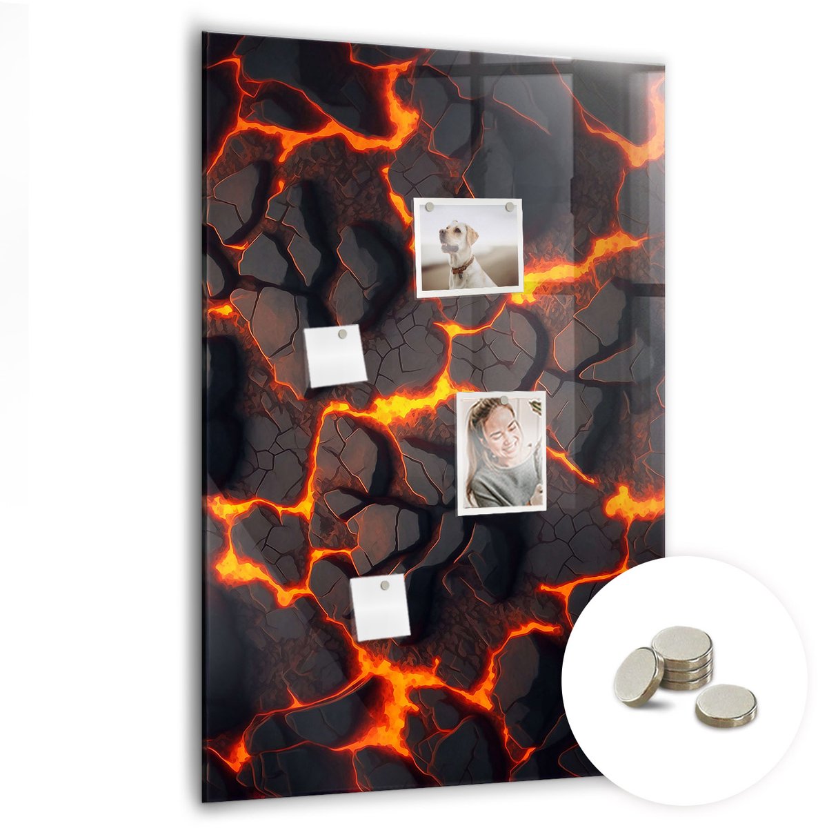 Coloray Glazen Magneetbord - Magnetisch Bord Bosbessen en frambozen - 70x100 cm - Zwart Magneetbord - Magnetic Board - Woonkamer Decoratie