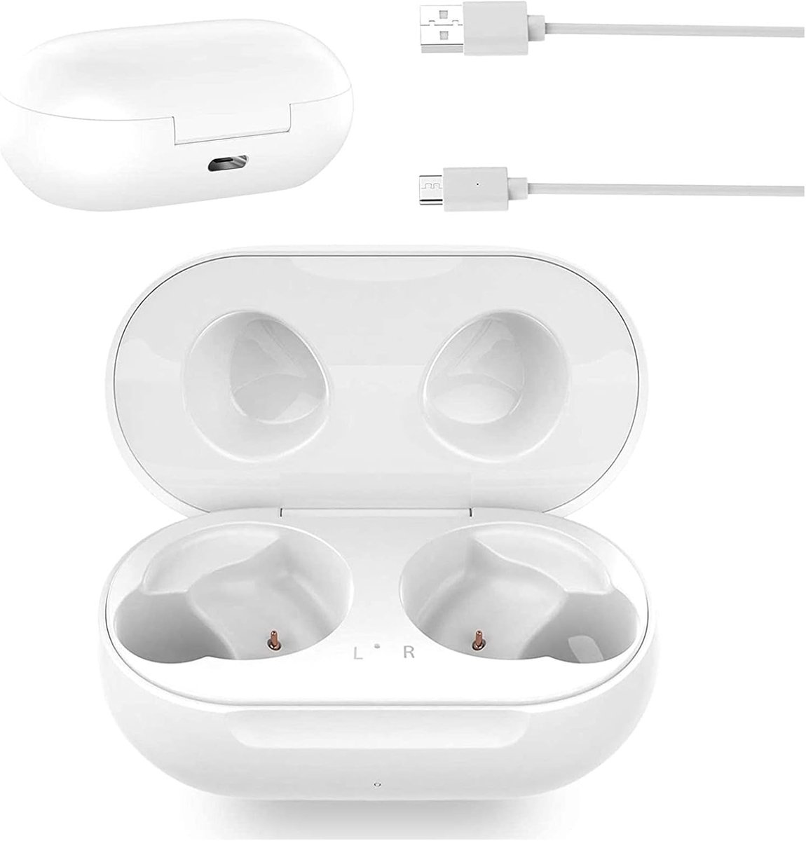 SnelShoppen - Vervangende Oplader Case 300mAh Slimme Oplaadcase met USB Oplaadkabel voor Buds Wit - Beschermt tegen Krassen en Met LED Indicator