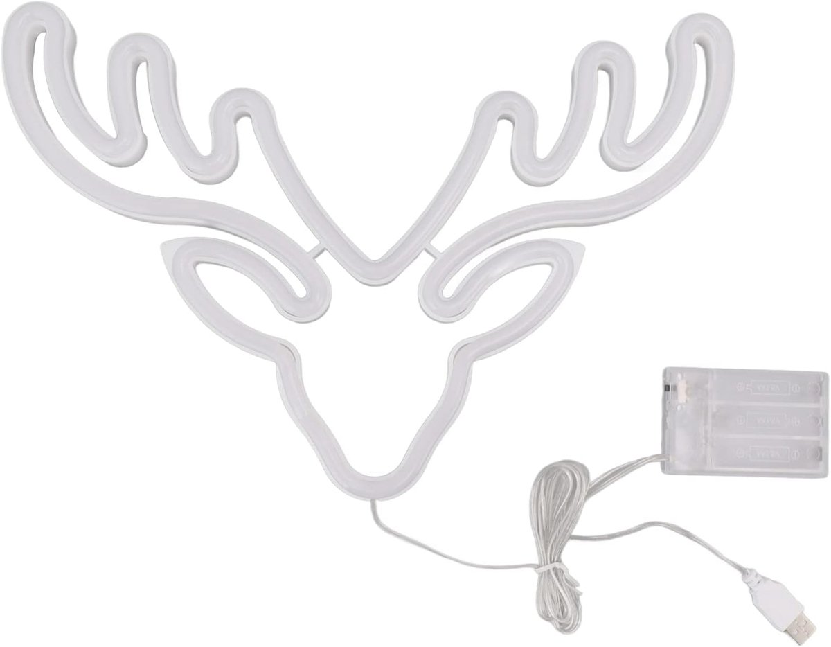 SnelShoppen - Neon Decor Light Hert LED Neonbord, LED Hertenkop Verlichting, Warm Licht, USB & Batterij Voeding, Wanddecoratie voor Man Cave, Slaapkam