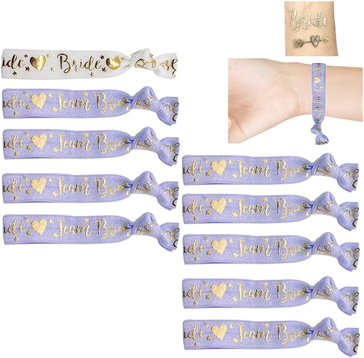 Hen party polsbandjes set - 12 stuks - bruid en team bruid - perfect voor vrijgezellenfeest - ShopVlot