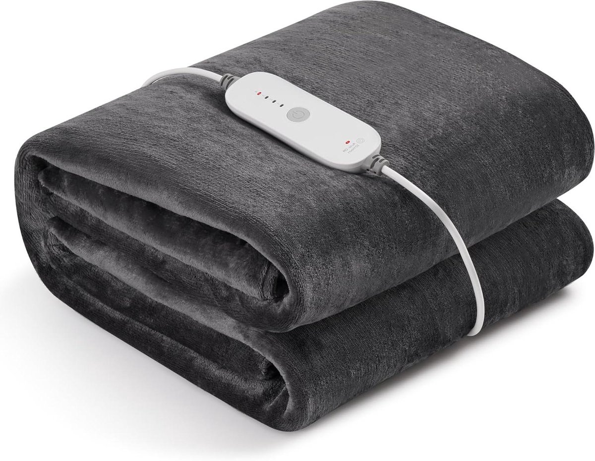 Elektrische Deken - Warmtedeken Flanel - Comfortabele Warmte - Snelle Verwarming - 150 x 200 cm - Donkergrijs