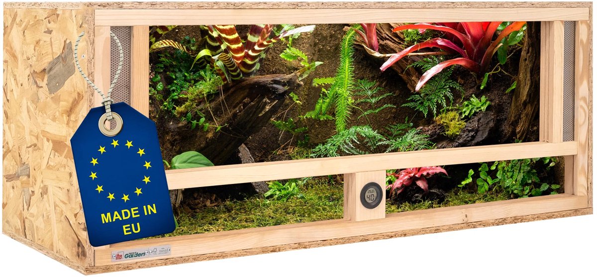 SnelShoppen - ITA Houten Terrarium 100x40x40 cm met Frontventilatie, Ingebouwde Hygrometer, FSC Gecertificeerd, Voor Reptielen, Slangen, Amfibieën, Ho