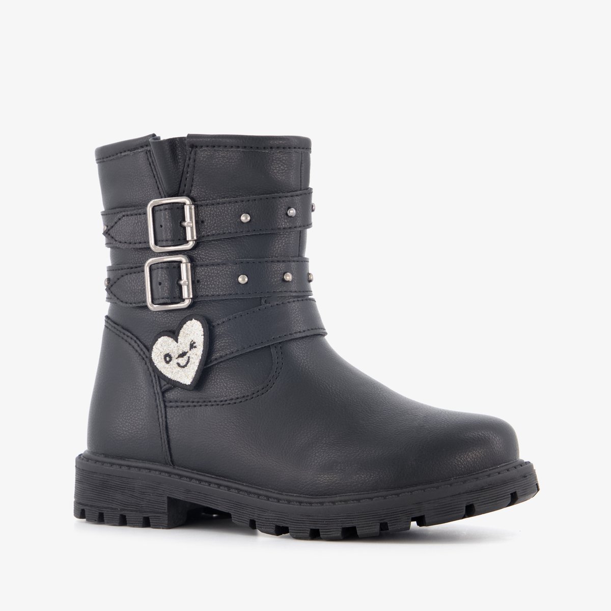 Blue Box meisjes biker boots met hartje zwart - Maat 32