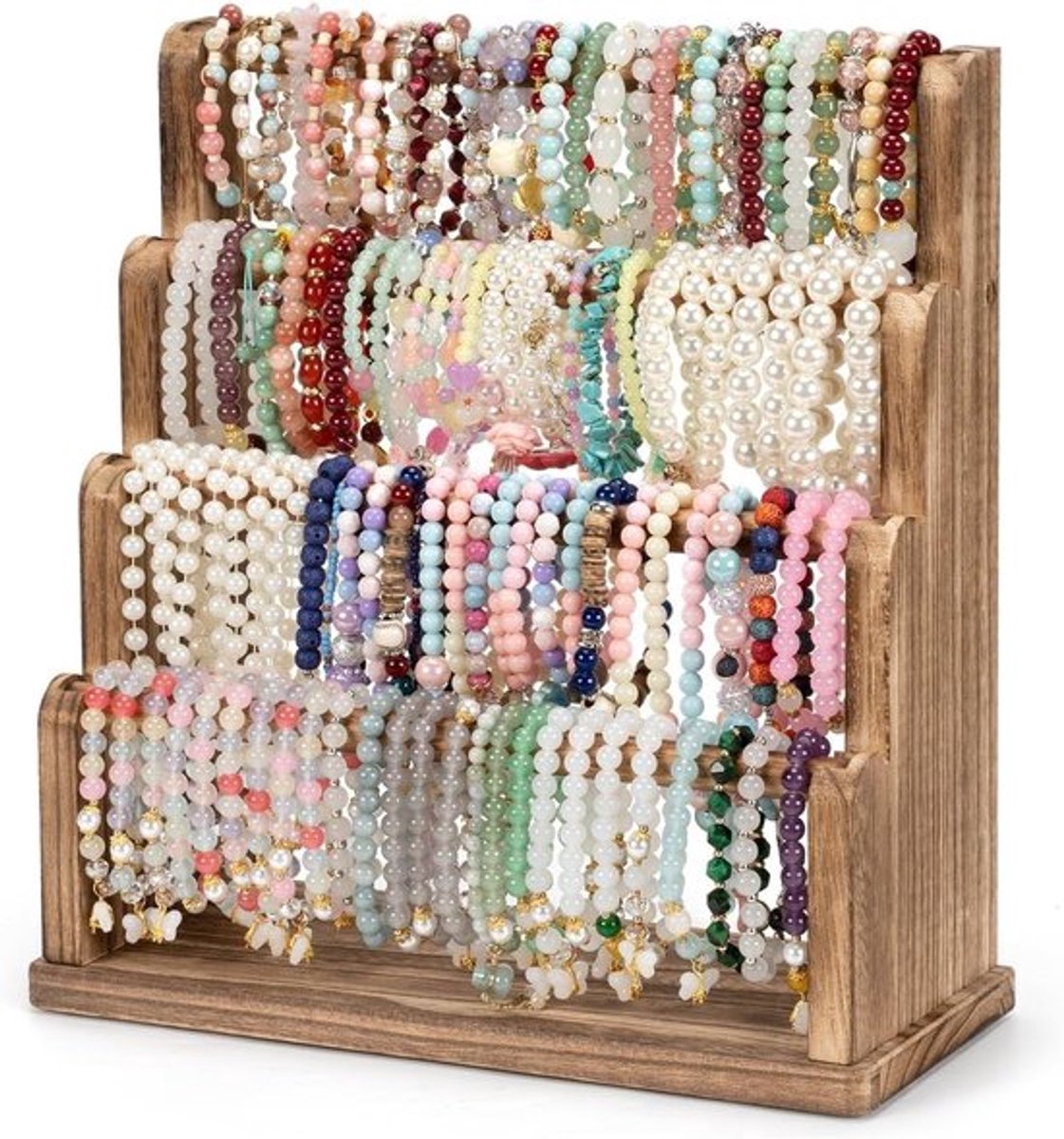 Houten Armbandhouder voor Vrouwen, Verwijderbare Sieraden Organizer voor Armbanden, Hoofdbanden en Horloges, Ideaal voor Thuis en Beurzen