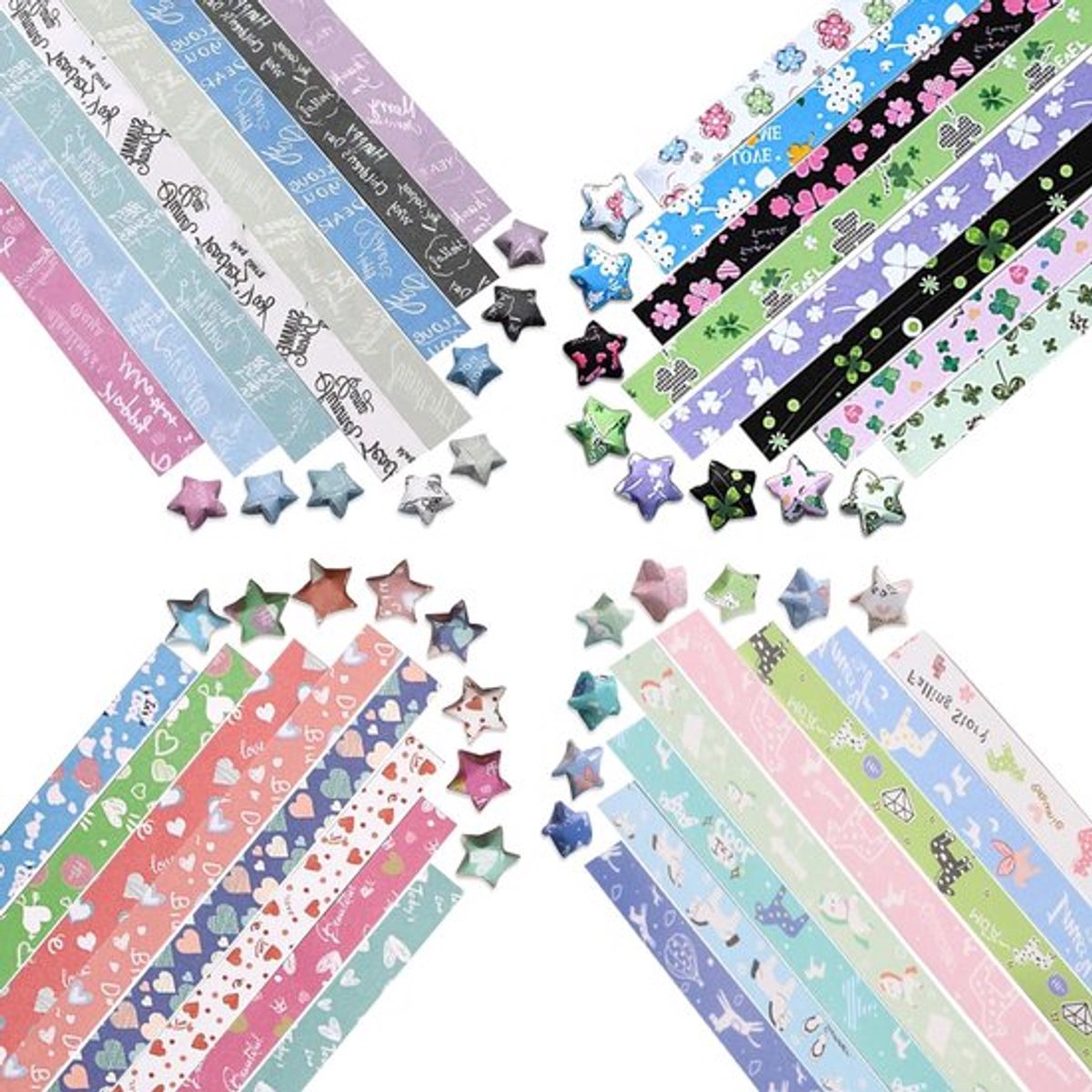 2160 Vellen Origami Sterpapier Strips voor Creatieve Projecten, 4 Stijlen voor DIY Decoratie en Feestversiering