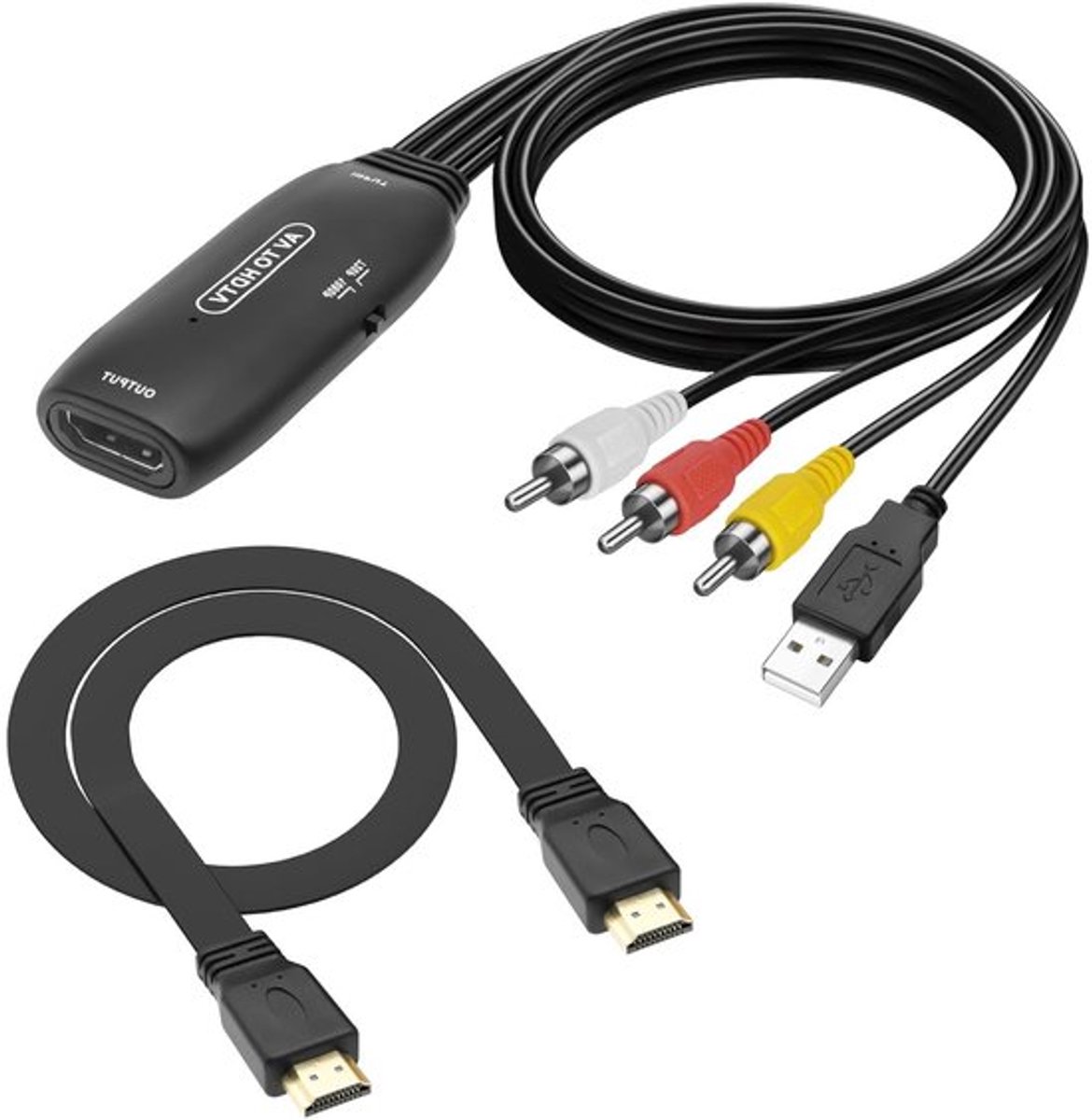 naar HDMI Adapter Converter met USB Voeding en HDMI Kabel, Ondersteunt 1080P, Ideaal voor PC, Laptop, TV, VHS en Projector