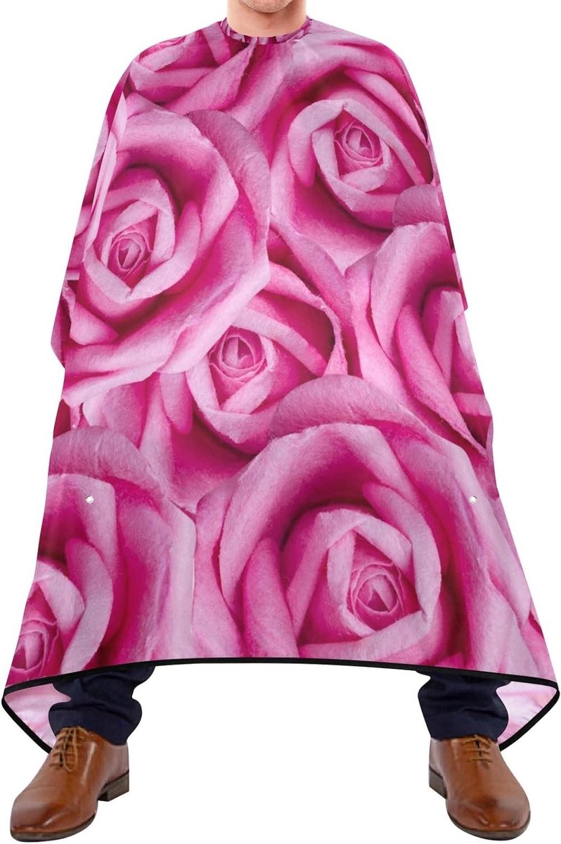 Kapperscape Bloem - Kappersschort Kapselcape - Haar Knippen - Waterdicht Polyester - 140x170cm - Roze