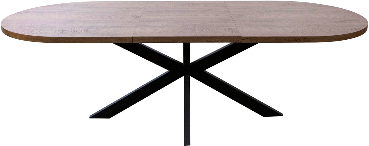 Uitschuifbare eettafel ovaal 180-240cm Liam bruin MDF eetkamer tafel