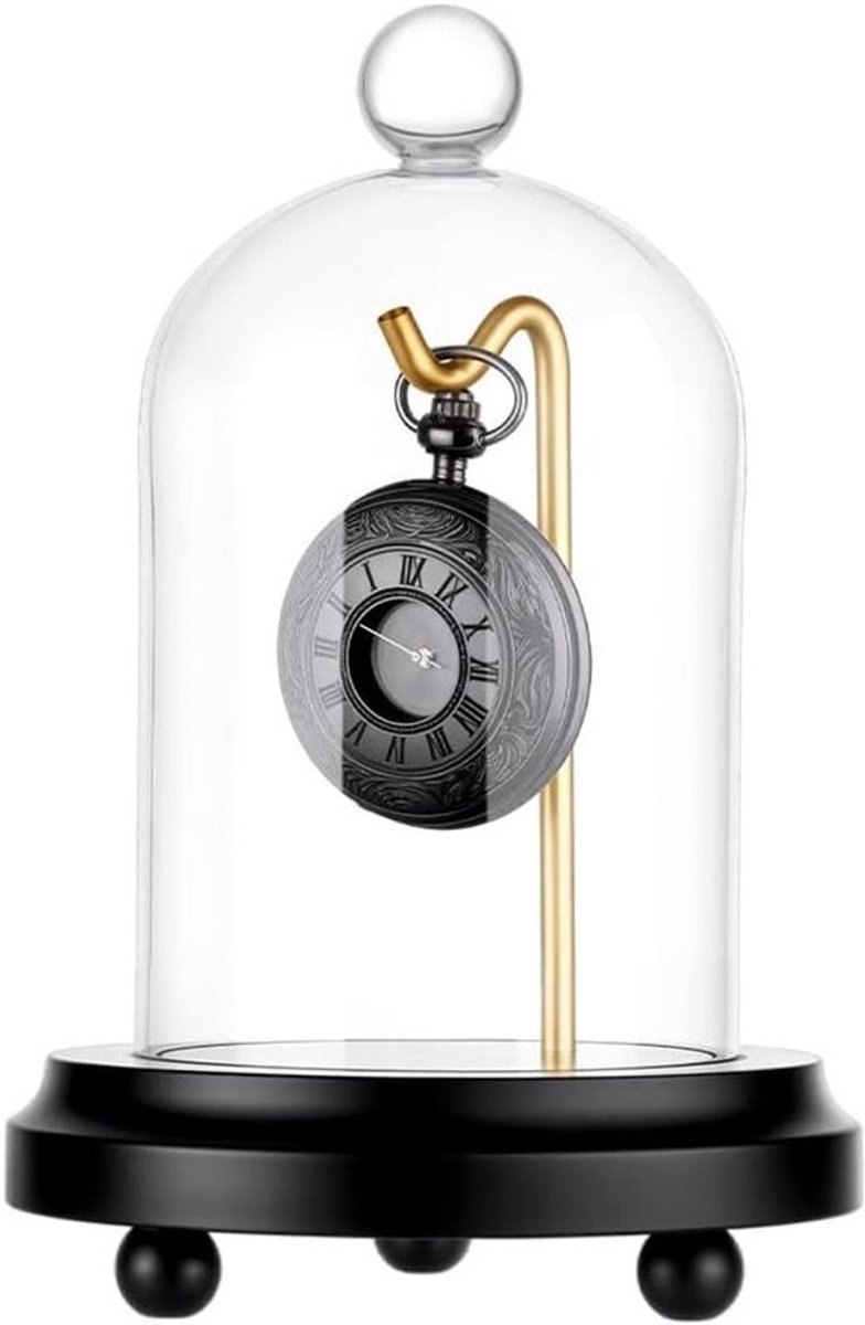 Pocket Watch Display Case met Duidelijk Glas en Houten Basis voor Horloges, Medailles en Verzamelobjecten - 11.5 x 17 cm, Elegante Presentatie en Bescherming