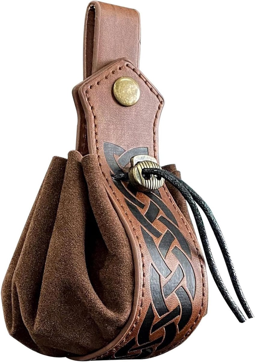 Faux leren drawstring pouch - Retro scandinavische heuptas - Vintage design - Ideaal voor kleine spullen - ShopVlot