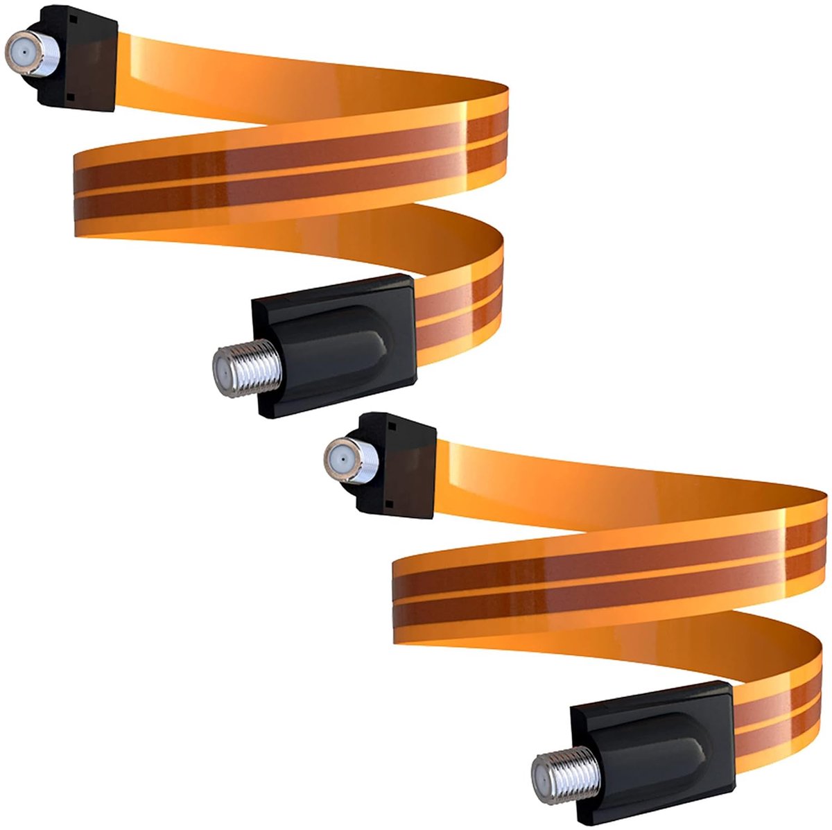 Coaxiale kabel F-type female - 2-stuks platte jumper kabel - Geschikt voor antenne - Eenvoudig door ramen en deuren - ShopVlot