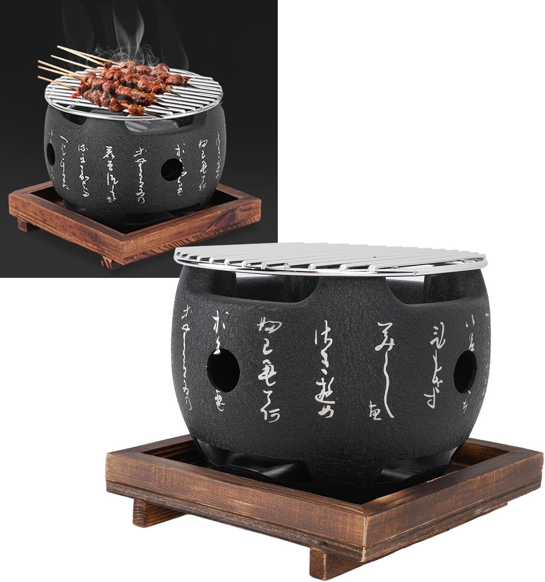 SnelShoppen - Mini Portable Japanse BBQ Grill - Ronde Houtskool BBQ voor Thuis - Compacte Barbecue Accessoires voor Gezelligheid in de Tuin, Camping,