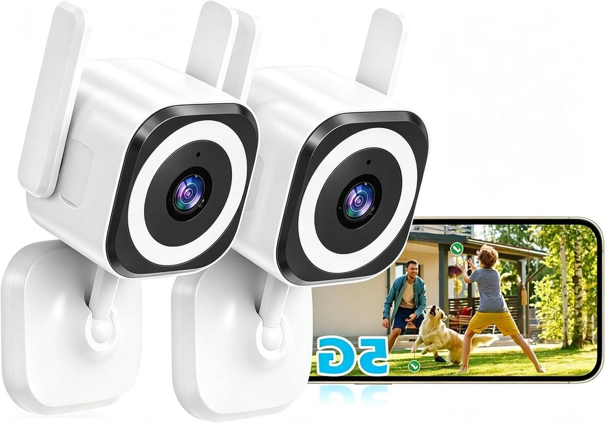 Bewakingscamera Binnen Buiten - Wifi Camera - Huis Beveiligen - Automatische Zoom - 2 Camera Set - Zwart
