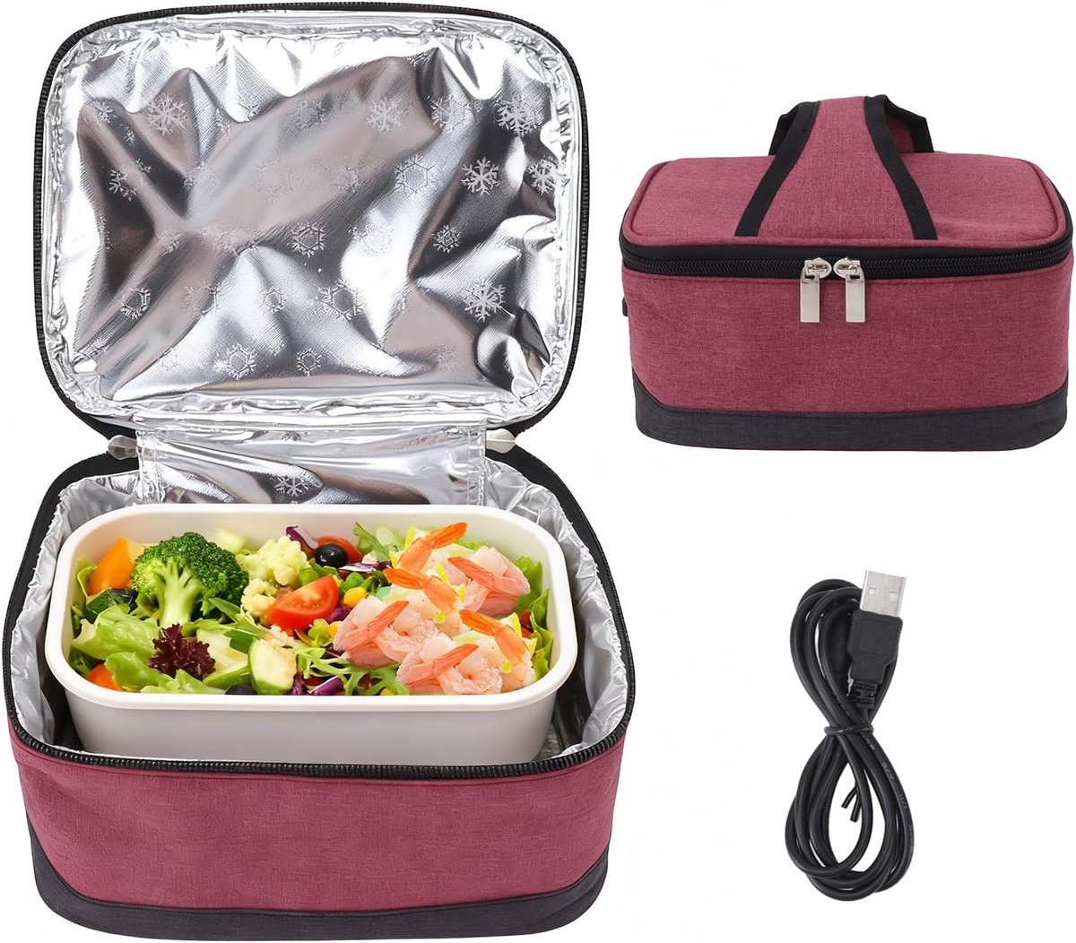 Portable Food Heater USB Heating Lunch Bag Small Portable Oven Electric Food Heating Container For Travel Office - ShopVlot
