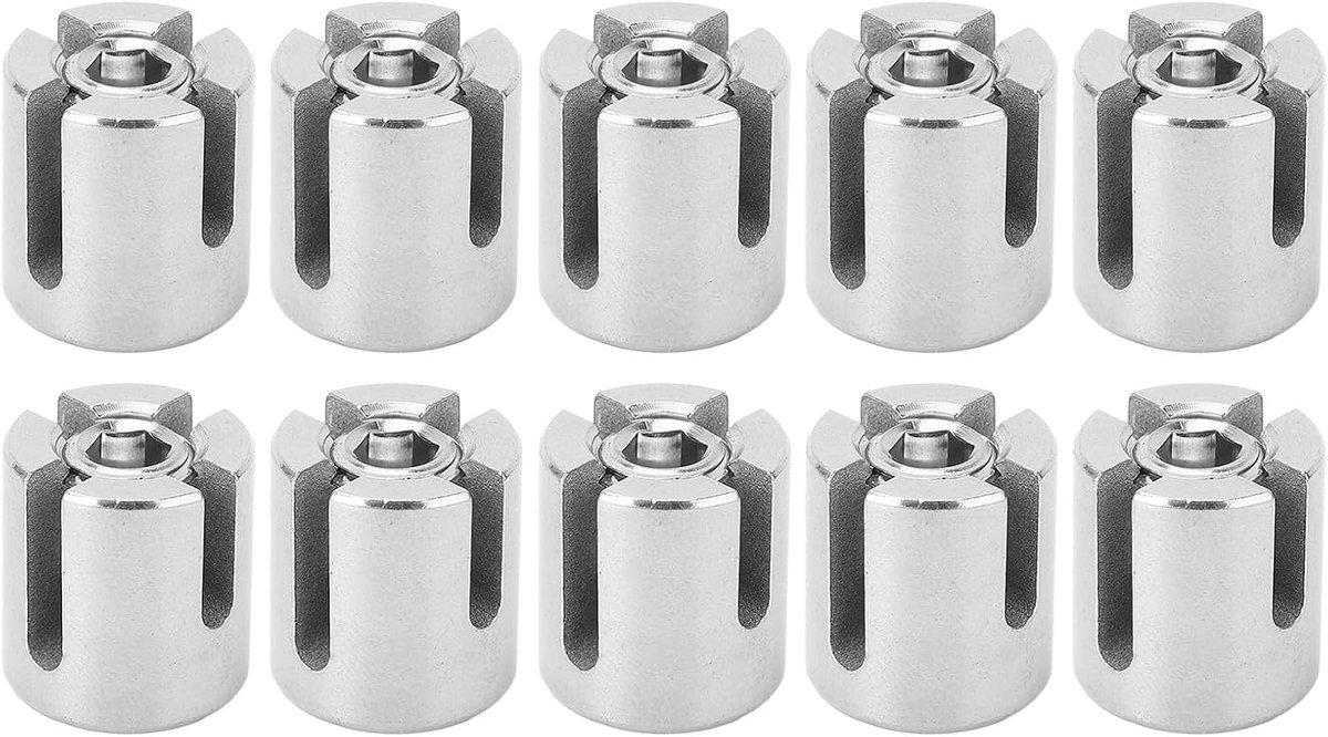 SnelShoppen - RVS Cross Clip 10 Stuks RVS Cross Kabelklem voor Draad Rail Montage Binnen Buiten (M8 3mm)