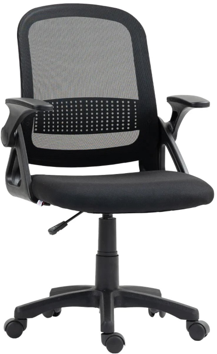 Ergonomische Bureaustoel met Inklapbare Armleuningen & Lendensteun - In Hoogte Verstelbaar - 360° Draaibaar - Kantoorstoel - Gamestoel - Volwassenen Stoel - Directiestoel - Computerstoel - Zwart