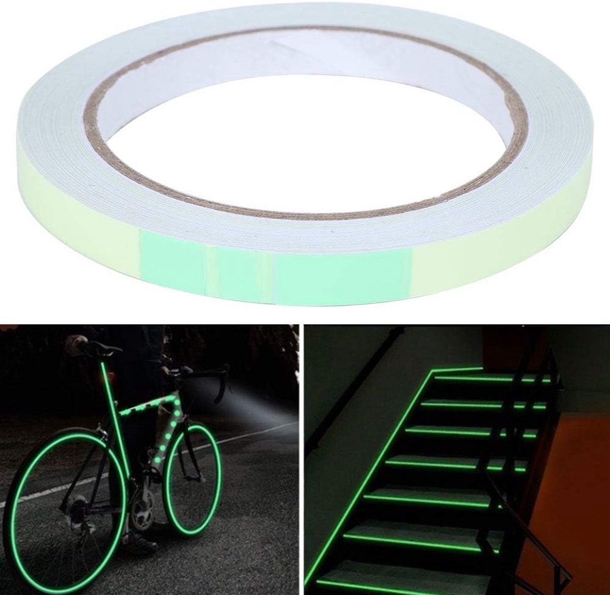 SnelShoppen - 10Mm X 10M Luminiserende Tape, Waterdichte Glow in the Dark Tape, Fluorescerende Tape voor Binnen en Buiten, Sterke Duct Tape voor Trap,
