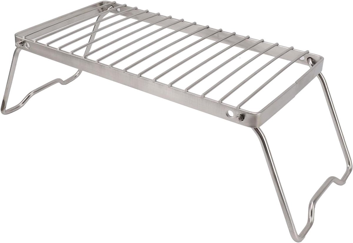 SnelShoppen - Vouwbare Campfire Grill - RVS Camping Grillrooster met Inklapbare Poten, Verstelbare Hoogte, Dikkere Kookrekken voor Buiten Cooking