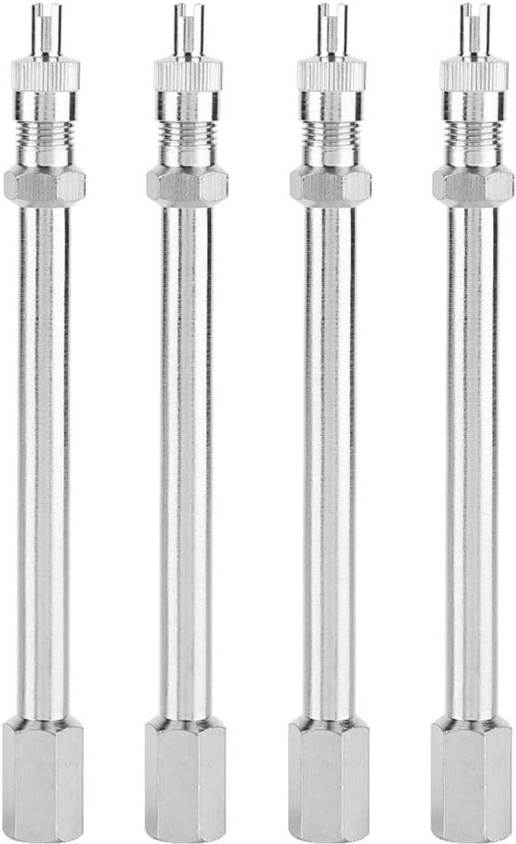 SnelShoppen - 4 Stuks 100mm Chroom Ventielverlengstuk Auto Velgen Verlengstuk Banden Ventiel Verlengstuk Auto Truck