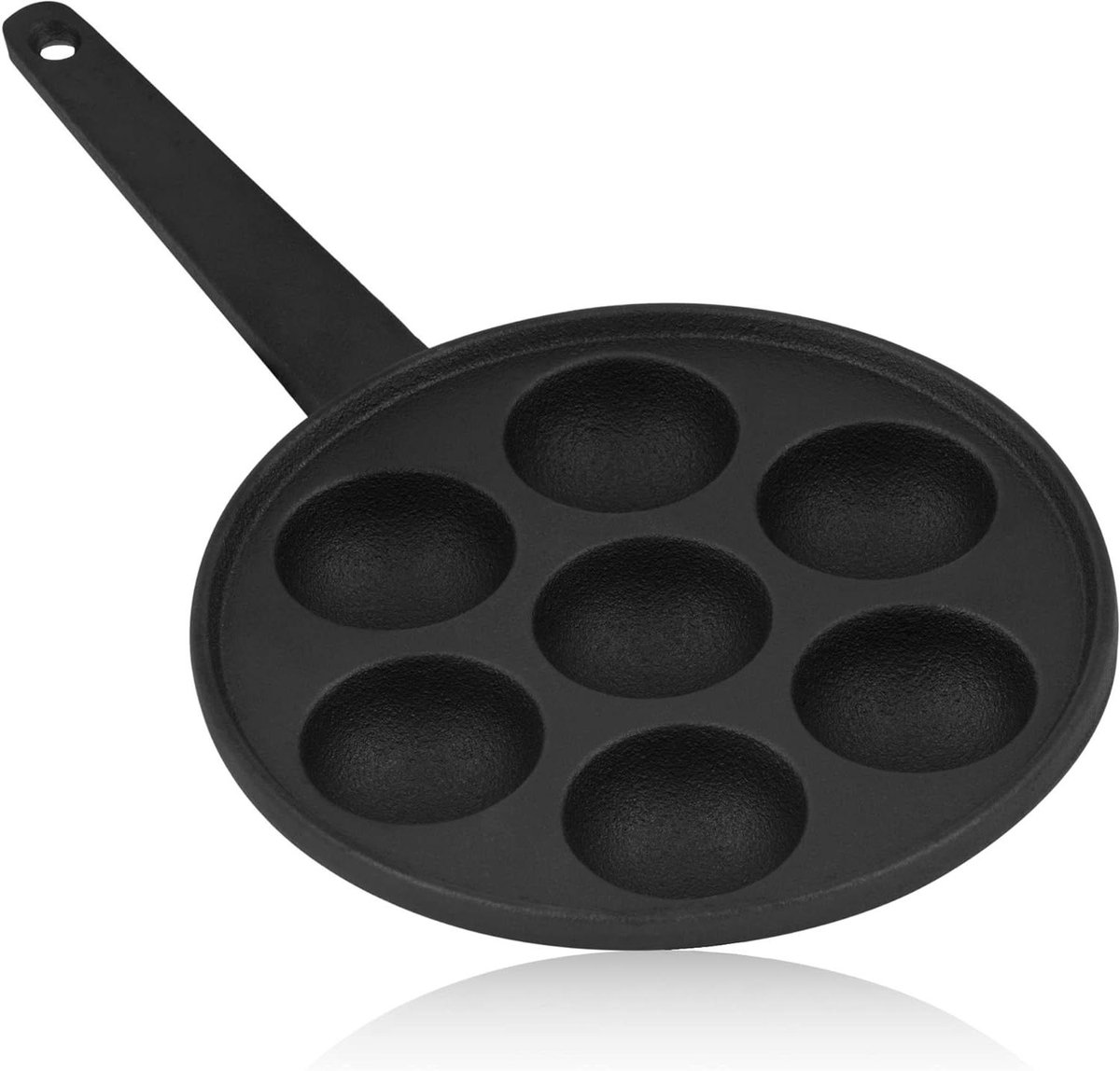 Poffertjespan Gietijzer - Koekenpan 7 Vormen - Kleine Gebakjes Maken - Direct Bruikbaar - 20.5 cm Doorsnede - Zwart