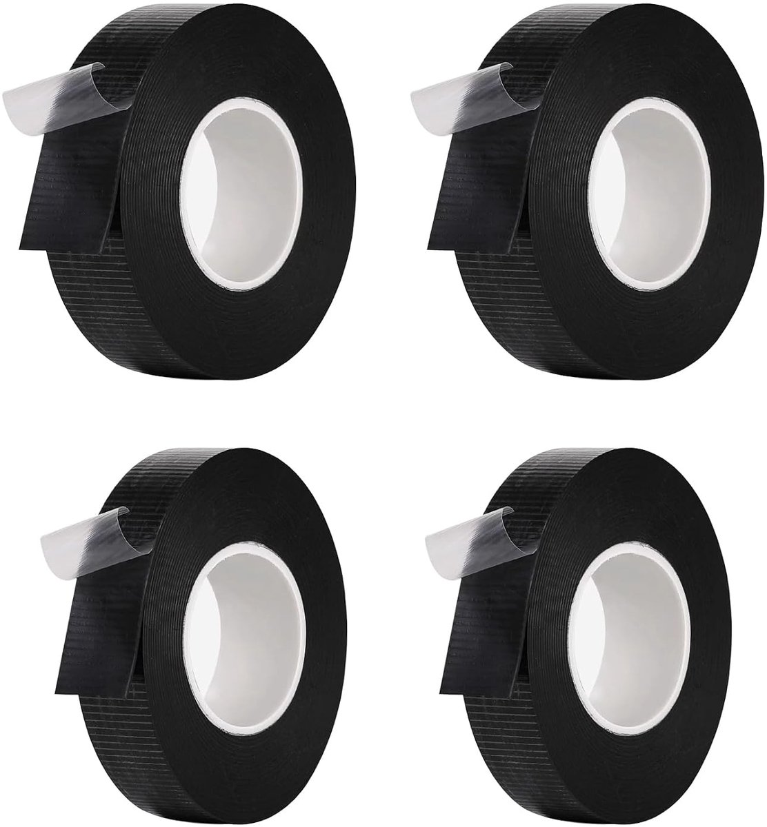SnelShoppen - Pack van 4 Zwarte Waterdichte Zelfklevende Tape - Isolatietape en Stoffen Tape in 2 Maten - Bundelen en Repareren van Kabels - 10 kV Iso