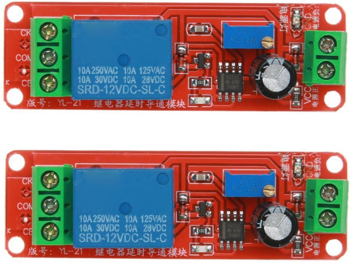 Timer Delay Switch Module - 2 Stuks - 2 V DC - Verstelbaar 0-10 seconden - Ideaal voor Arduino en Raspberry Pi - ShopVlot