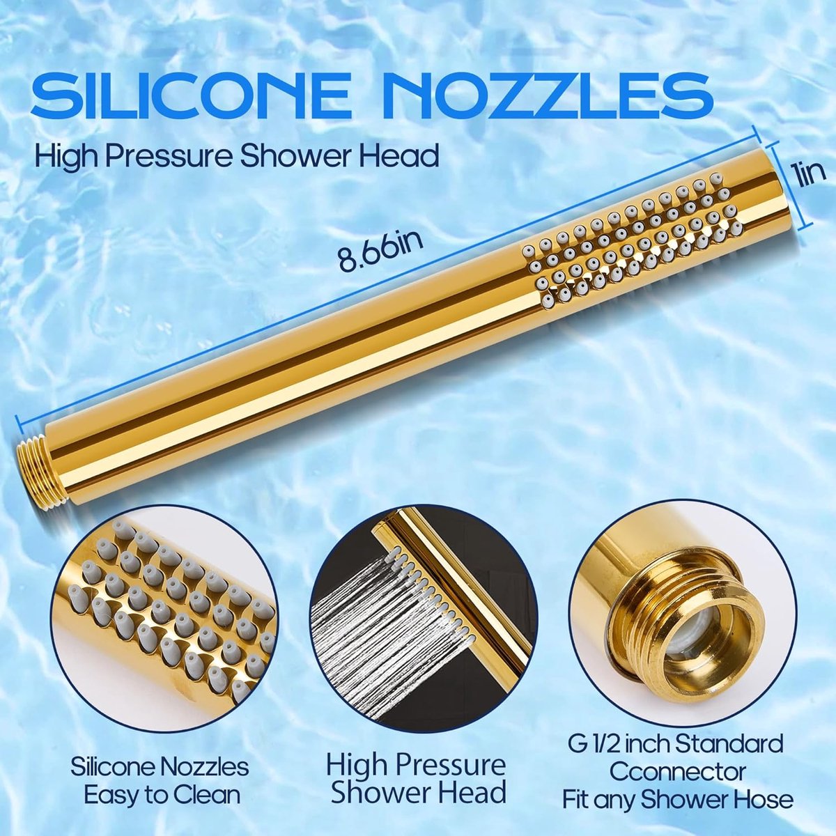 Hand Shower Water Saving Shower Head Made of Stainless Steel 304 with 48 Anti-Lime Nozzles Easy Jet Setting Compatible - ShopVlot