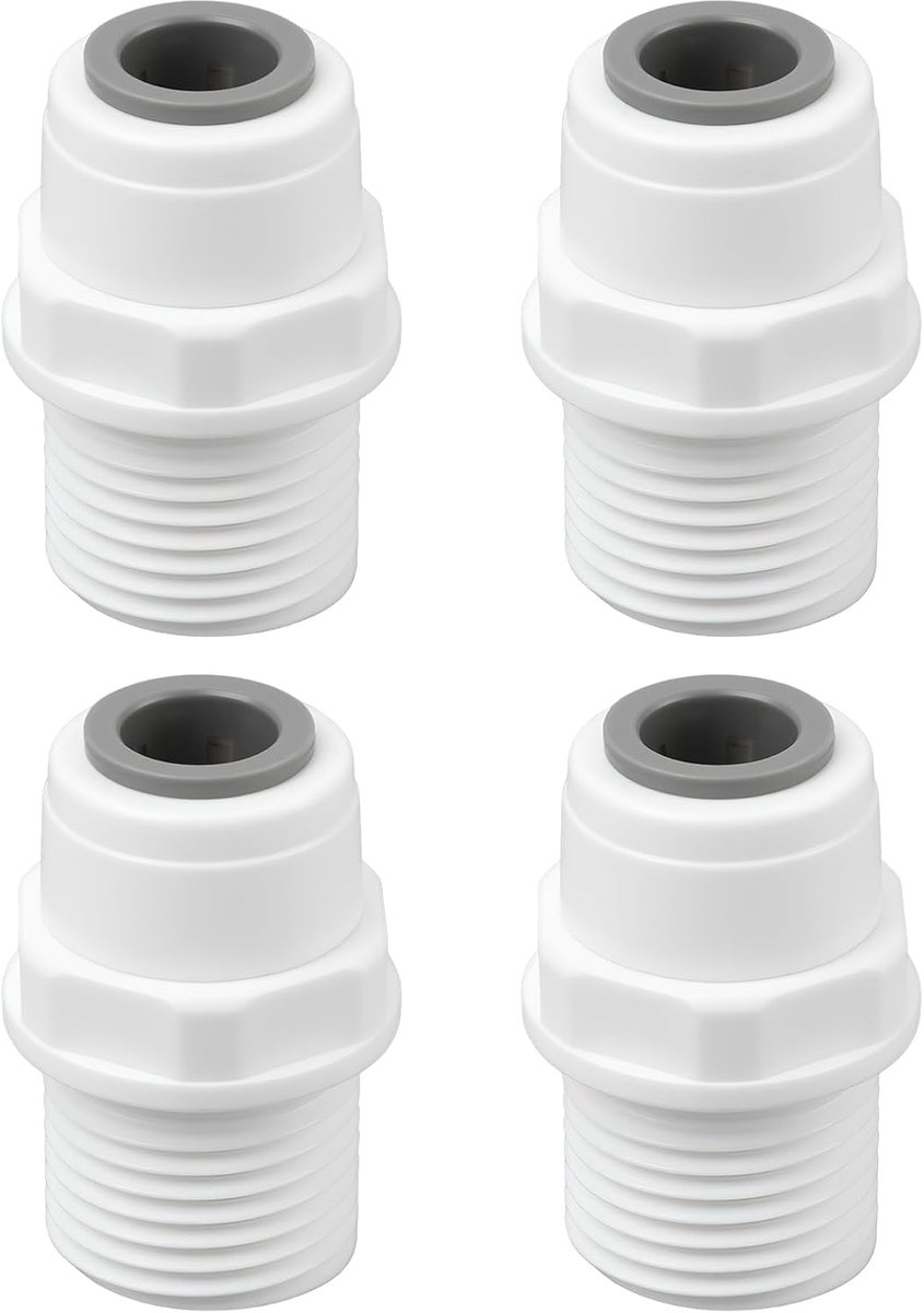 SnelShoppen - 4 Stuks 10mm naar 1/2" BSPT Mannetje Push Fit Connectoren voor RV Pijpsysteem, Vervangende Onderdeel PM011004E, Duurzaam en Corrosiebest